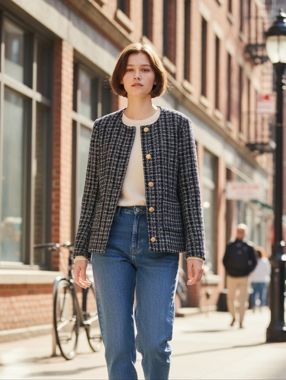 J.crew Tweed Jacket Blue Size 24 Gold Button New With Tag
